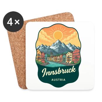 Innsbruck Alps Vintage Sunset Badge - Coasters (set of 4) - white - Front