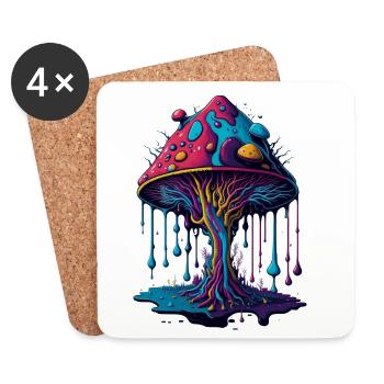 Psychedelic Glow Mushroom Forest - Coasters (set of 4) - white - Front