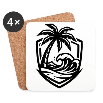 Palm Trees Beach Sea - Coasters (set of 4) - white - Front