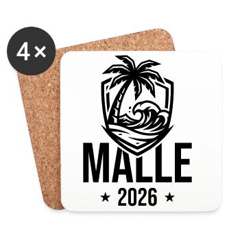 Malle 2026 Palmen Strand - Untersetzer (4er-Set) - Weiß - Vorne