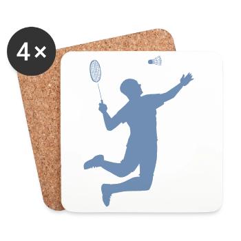 Conception minimaliste de silhouettes de badminton - Dessous de verre (lot de 4) - blanc - Devant