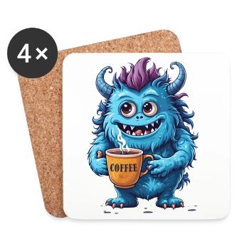 Coffee Monster - Caffeine Zombie - Morning Grouch - Coasters (set of 4) - white - Front