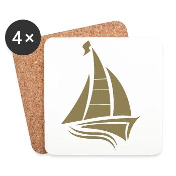 Sailing Sailboat Sailor Silhouette Minimalist - Coasters (set of 4) - white - Front