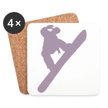 Silhouette de snowboarder Sport d’hiver Neige - Dessous de verre (lot de 4) - blanc - Devant