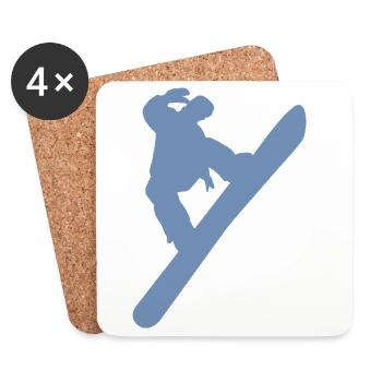 Snowboardeur minimaliste sports d’hiver - Dessous de verre (lot de 4) - blanc - Devant