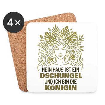 Pflanzen Mama - Dschungel Königin Spruch - Untersetzer (4er-Set) - Weiß - Vorne