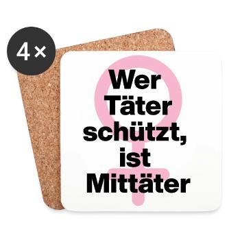 WER TÄTER SCHÜTZT, IST MITTÄTER! ♀ FEMALE EMPOWENT - Untersetzer (4er-Set) - Weiß - Vorne