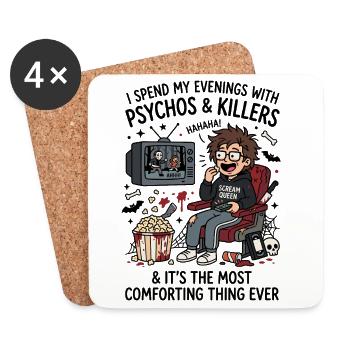 Humour de films psychopathes et tueurs - Dessous de verre (lot de 4) - blanc - Devant