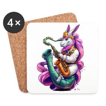 Funkelndes Einhorn Saxophon - Untersetzer (4er-Set) - Weiß - Vorne