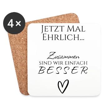 Zusammen sind wir einfach besser - Pärchen / Team  - Untersetzer (4er-Set) - Weiß - Vorne