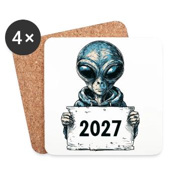 Cooles Alien im Hoodie - Untersetzer (4er-Set) - Weiß - Vorne