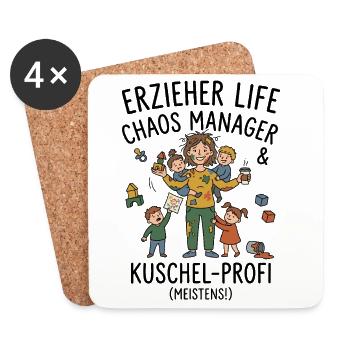Erzieherin Alltag Chaos Humor - Untersetzer (4er-Set) - Weiß - Vorne