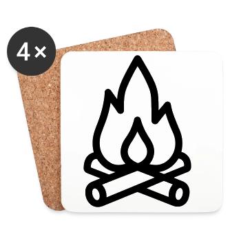 feu de camp - Dessous de verre (lot de 4) - blanc - Devant