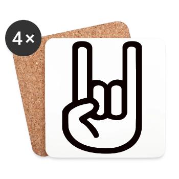 Rock Handzeichen – Metal Horns Symbol - Untersetzer (4er-Set) - Weiß - Vorne