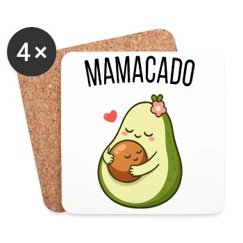 Maman enceinte, Mamacado, bébé, drôle. - Dessous de verre (lot de 4) - blanc - Devant