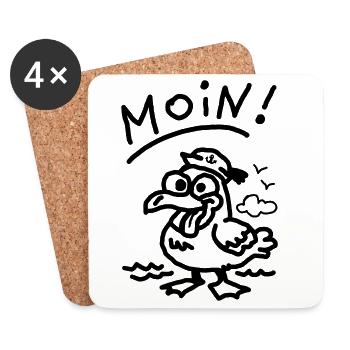 Moin stupide mouette mouette drôle mouette mer vacances plage - Dessous de verre (lot de 4) - blanc - Devant