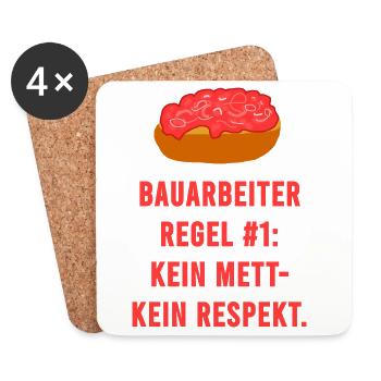 Bauarbeiter Regel Mett Respekt - Untersetzer (4er-Set) - Weiß - Vorne