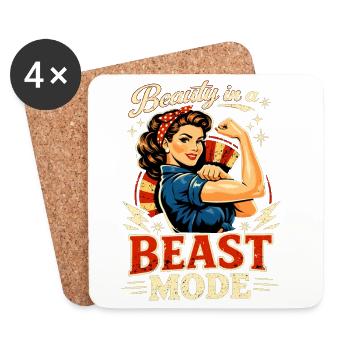 Pin-Up Fashion: Beauty meets Muscle Retro - Coasters (set of 4) - white - Front