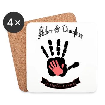 Father and Daughter Handprint Team Spirit - Coasters (set of 4) - white - Front