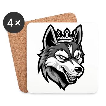 Couronne de chien husky - Dessous de verre (lot de 4) - blanc - Devant