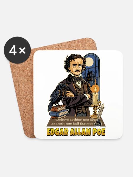 Allan Poe - Untersetzer (4er-Set) - Weiß