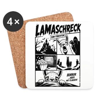Lama Horror Film Comic Lustig Grusel - Untersetzer (4er-Set) - Weiß - Vorne