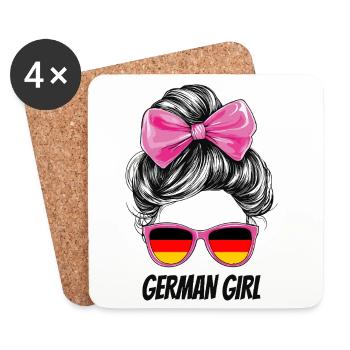 Drapeau du drapeau allemand Femme Fan de lunettes de soleil - Dessous de verre (lot de 4) - blanc - Devant