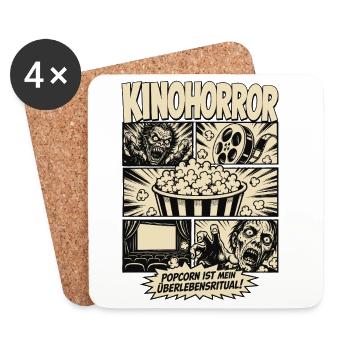 Kino Horror Popcorn Überlebensritual - Untersetzer (4er-Set) - Weiß - Vorne