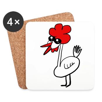 poulet poulets volaille drôle - Dessous de verre (lot de 4) - blanc - Devant