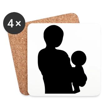 Silhouette familiale Les parents Enfants aiment ensemble - Dessous de verre (lot de 4) - blanc - Devant
