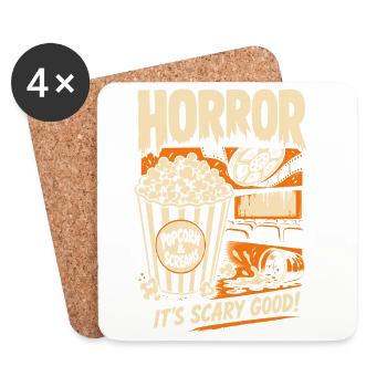 Popcorn And Screams Horror - Untersetzer (4er-Set) - Weiß - Vorne