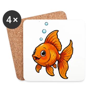 Bande dessinée Orange Goldfish - Dessous de verre (lot de 4) - blanc - Devant