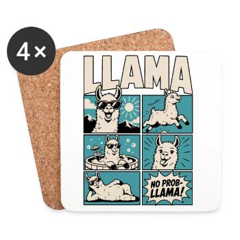 Chill Llama Comic Design - Dessous de verre (lot de 4) - blanc - Devant