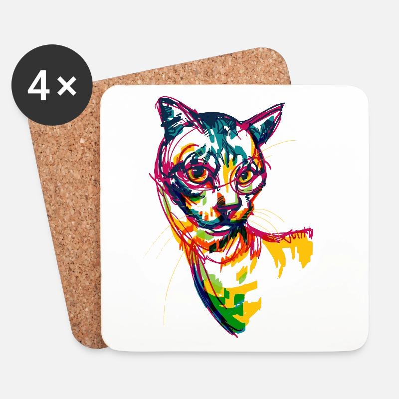 Neonkatze - Untersetzer (4er-Set) - Weiß