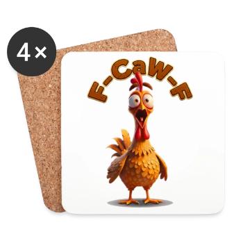 F-Can-F Rooster Cartoon | Chicken, funny pictures - Coasters (set of 4) - white - Front