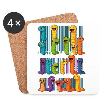 Bunte Wurm-Barcode-Kollektion - Untersetzer (4er-Set) - Weiß - Vorne