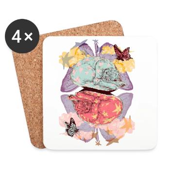 KITTY DREAMS - Coasters (set of 4) - white - Front