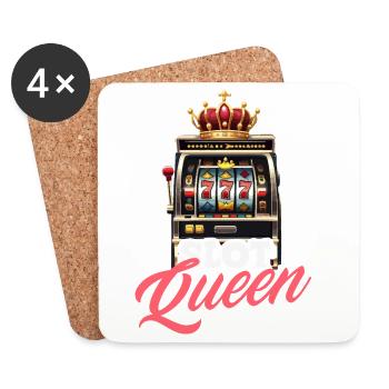 Spielautomaten Königin Casino Glücksspiel Jackpot - Untersetzer (4er-Set) - Weiß - Vorne