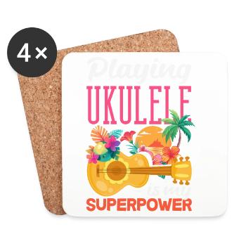 Playing Ukulele Is My Superpower Hawaii Musiker - Untersetzer (4er-Set) - Weiß - Vorne