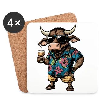 Stier Comic Sommer - Untersetzer (4er-Set) - Weiß - Vorne