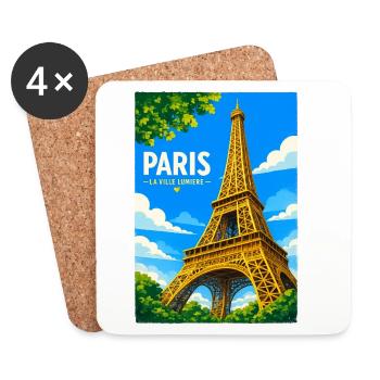 Paris Ville Lumière - Dessous de verre (lot de 4) - blanc - Devant