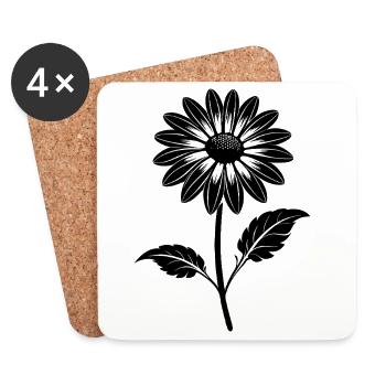 Fleur de camomille - Dessous de verre (lot de 4) - blanc - Devant