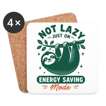 Not Lazy Energy Saving Mode - Coasters (set of 4) - white - Front