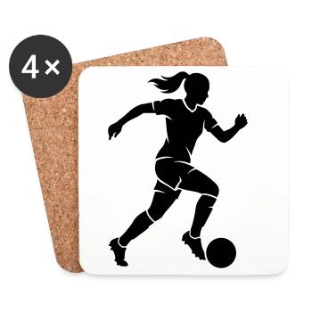 Silhouette féminine de football - Dessous de verre (lot de 4) - blanc - Devant