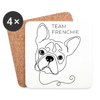 Team Frenchie One Line Art Französiche Bulldogge - Untersetzer (4er-Set) - Weiß - Vorne