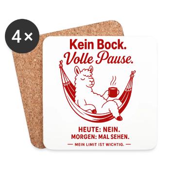 Kein Bock Volle Pause Lustiges Lama - Untersetzer (4er-Set) - Weiß - Vorne