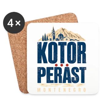 Souvenir de voyage de Kotor Perast au Monténégro pour Visito - Dessous de verre (lot de 4) - blanc - Devant
