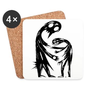 Figures abstraites s’embrassent créativement - Dessous de verre (lot de 4) - blanc - Devant