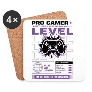 Pro Gamer Level Up Controller Design - Untersetzer (4er-Set) - Weiß - Vorne