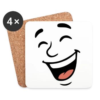 Gesicht lachen - Untersetzer (4er-Set) - Weiß - Vorne